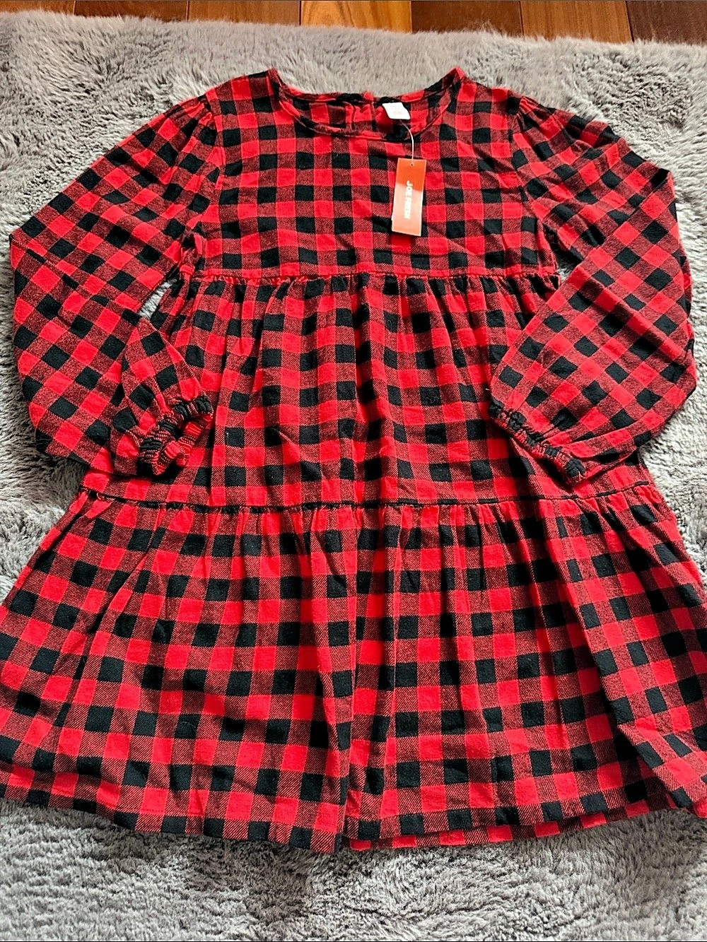 Joe Fresh Girls Plaid Dress Red & Black Size 7-8 NWT